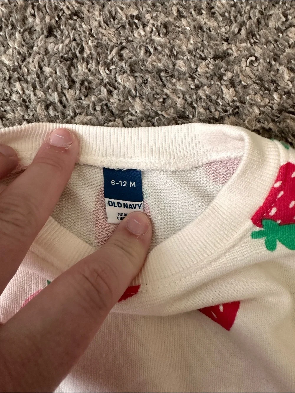 Old Navy Cream Kids Sweatshirt & Pants Set with Red and Pink Strawberry Print